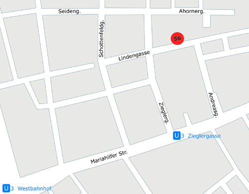 Zugang: Hofeinfahrt hinten, Hoftrakt, 2. Stiege, Tür 20
