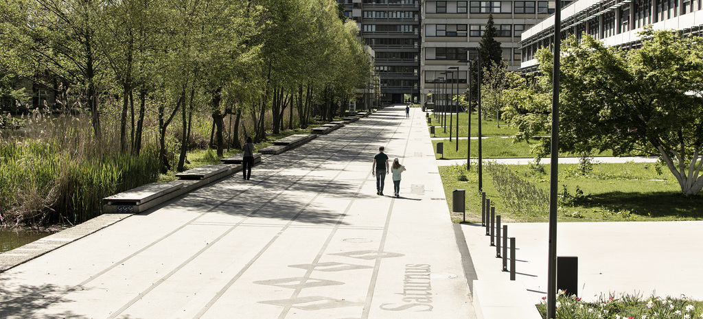 Die neu gestaltete Promenade am Campus.